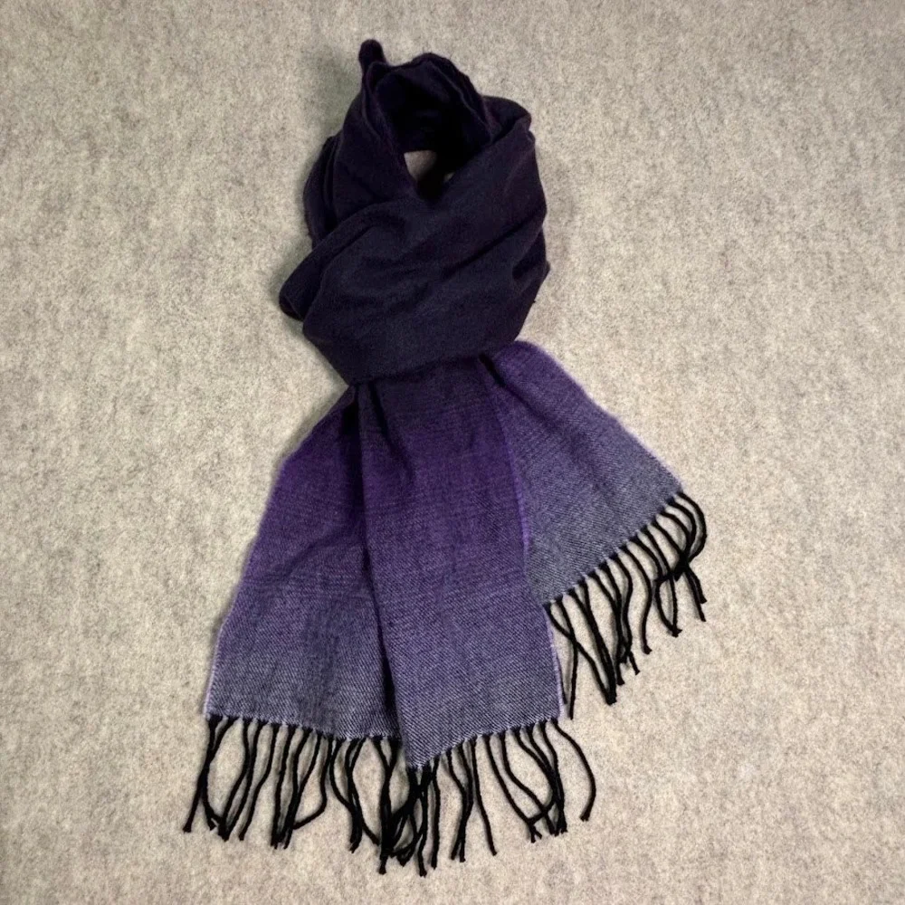 Cashmere‎ Scarf Shawl Stole Purple Ombre Made in Scotland Luxury Chic
